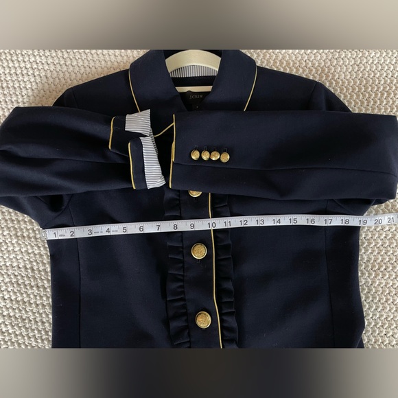 J. Crew Wool Navy Blazer Jacket Ruffle Gold Trim Buttons Military Preppy 6 J - Picture 9 of 10